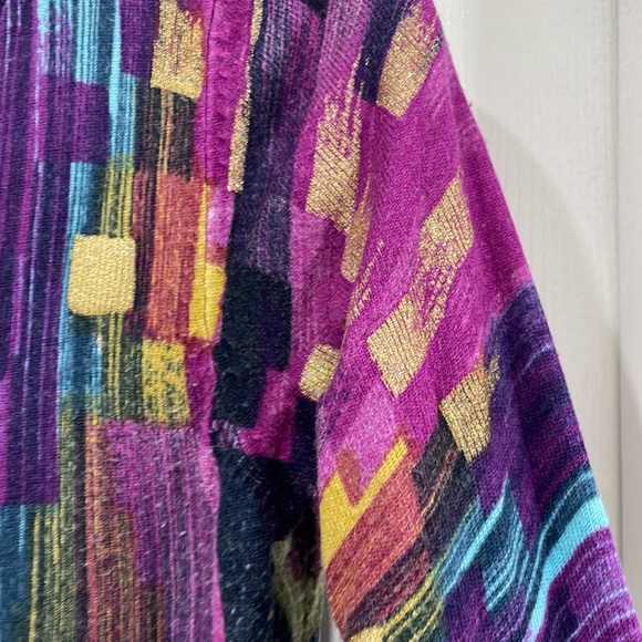 Unique Venini cardigan sweater with bright patterns gold buttons size Small - Picture 5 of 9